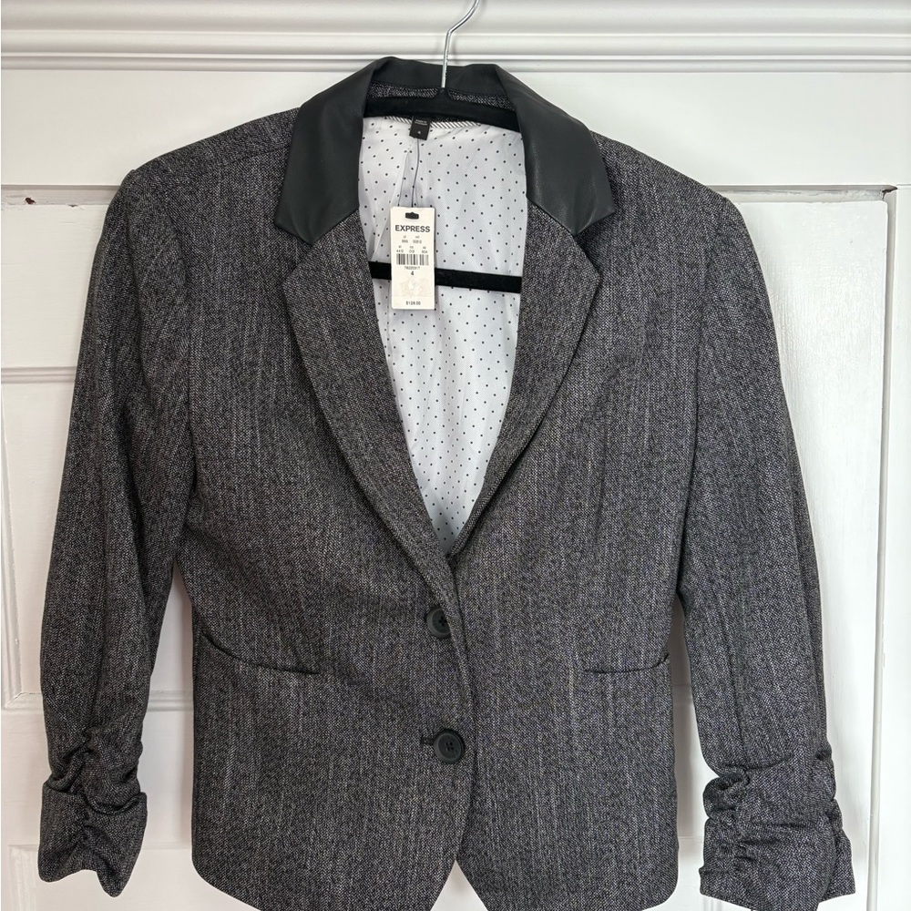 Express Tweed Blazer with Black Collar